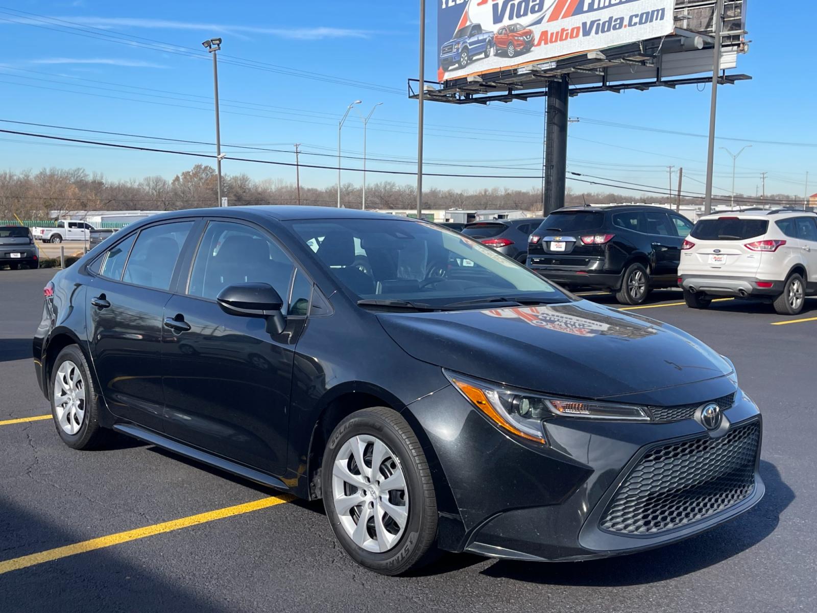 2020 BLACK Toyota Corolla LE (5YFEPRAE7LP) with an 1.8L L4 DOHC 16V engine, CVT transmission, located at 420 I-35E, Lancaster, TX, 75146, (469) 297-4144, 32.593929, -96.823685 - Photo #0