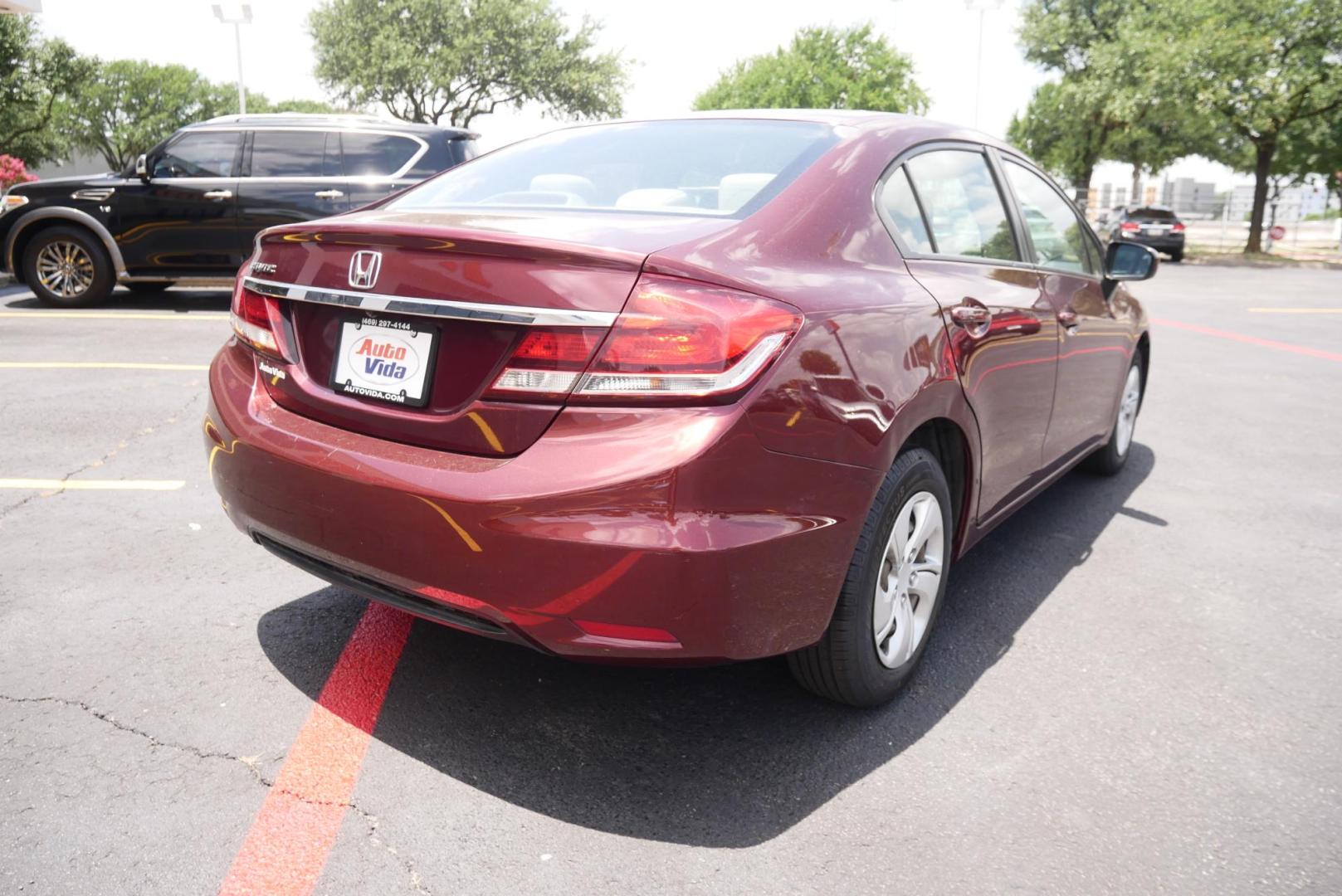 2015 MAROON Honda Civic LX Sedan CVT (2HGFB2F59FH) with an 1.8L L4 SOHC 16V engine, Continuously Variable Transmission transmission, located at 8640 E R L Thornton Fwy, Dallas, TX, 75228, (469) 297-4144, 32.794128, -96.693008 - Photo#2