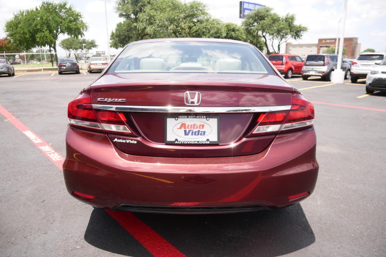2015 MAROON Honda Civic LX Sedan CVT (2HGFB2F59FH) with an 1.8L L4 SOHC 16V engine, Continuously Variable Transmission transmission, located at 8640 E R L Thornton Fwy, Dallas, TX, 75228, (469) 297-4144, 32.794128, -96.693008 - Photo#3