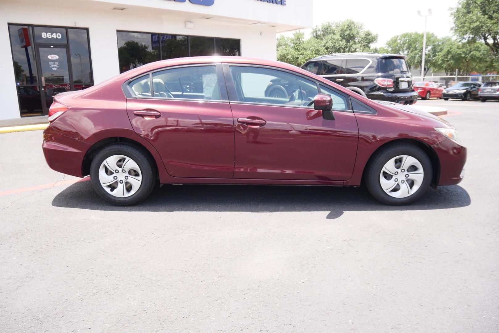 2015 MAROON Honda Civic LX Sedan CVT (2HGFB2F59FH) with an 1.8L L4 SOHC 16V engine, Continuously Variable Transmission transmission, located at 8640 E R L Thornton Fwy, Dallas, TX, 75228, (469) 297-4144, 32.794128, -96.693008 - Photo#1