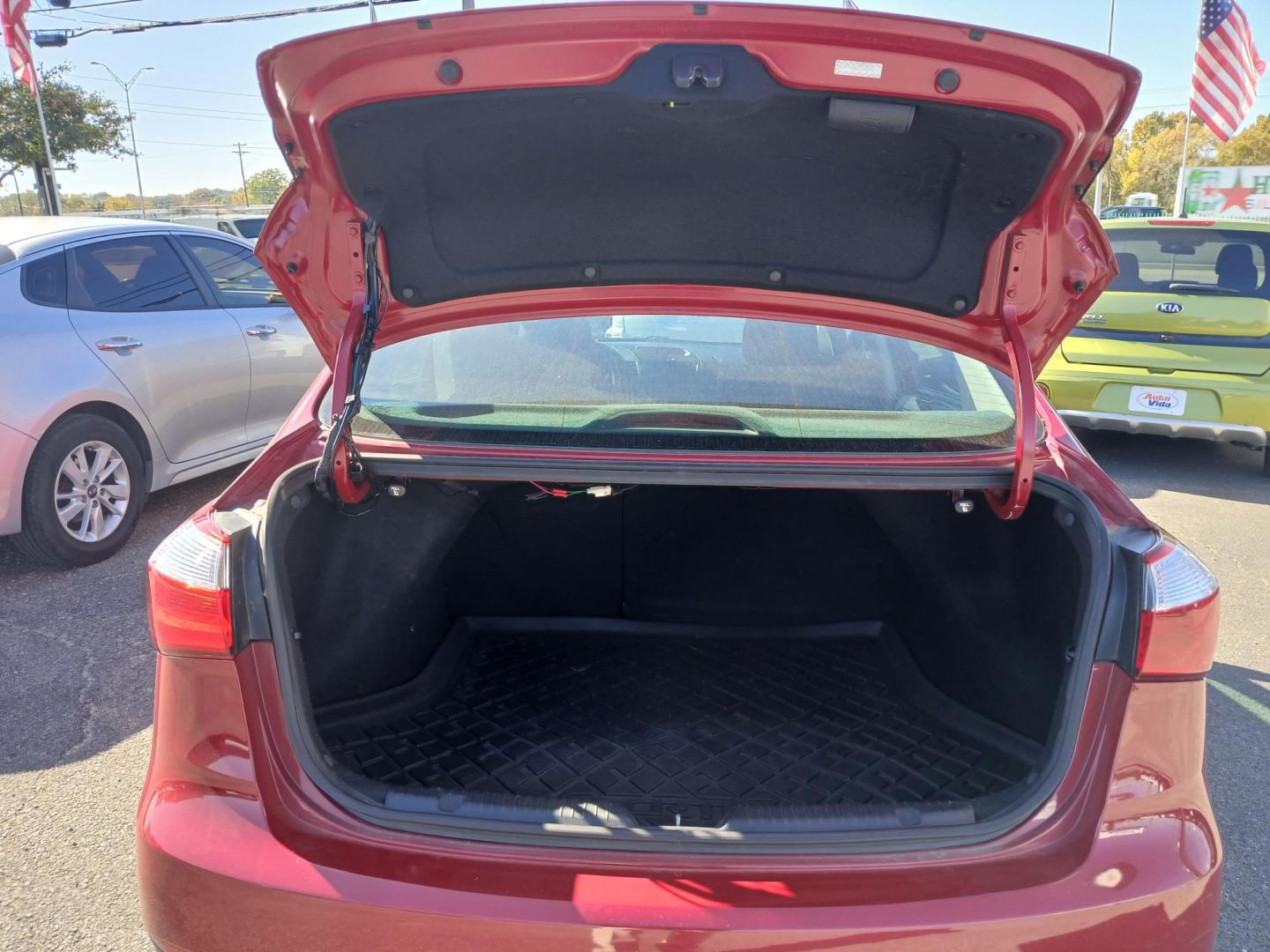2016 RED Kia Forte LX w/Popular Package (KNAFK4A62G5) with an 1.8L L4 DOHC 16V engine, located at 420 I-35E, Lancaster, TX, 75146, (469) 297-4144, 32.593929, -96.823685 - Photo#2