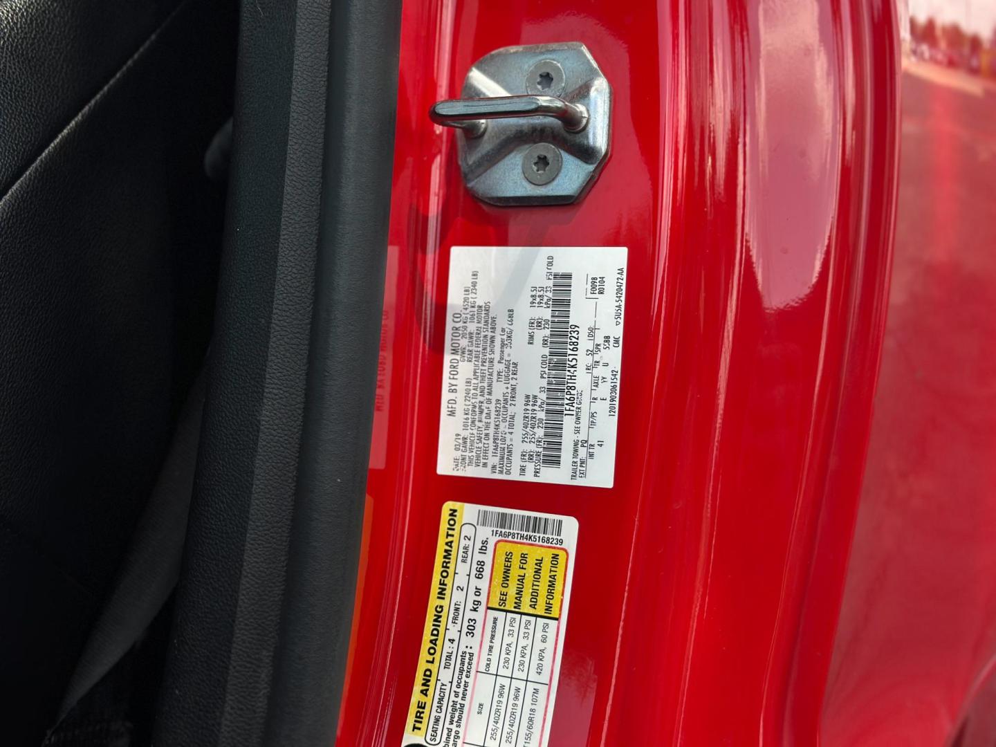 2019 RED Ford Mustang EcoBoost Coupe (1FA6P8TH4K5) with an 2.3L L4 DOHC 16V engine, located at 8640 E R L Thornton Fwy, Dallas, TX, 75228, (469) 297-4144, 32.794128, -96.693008 - Photo#26