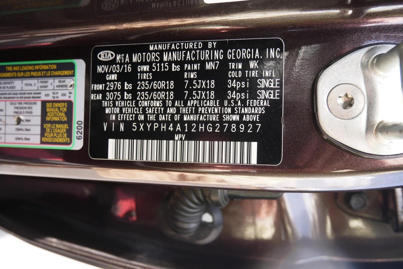 2017 BROWN Kia Sorento EX 2WD (5XYPH4A12HG) with an 2.4L L4 DOHC 16V engine, 6A transmission, located at 8640 E R L Thornton Fwy, Dallas, TX, 75228, (469) 297-4144, 32.794128, -96.693008 - Photo#22