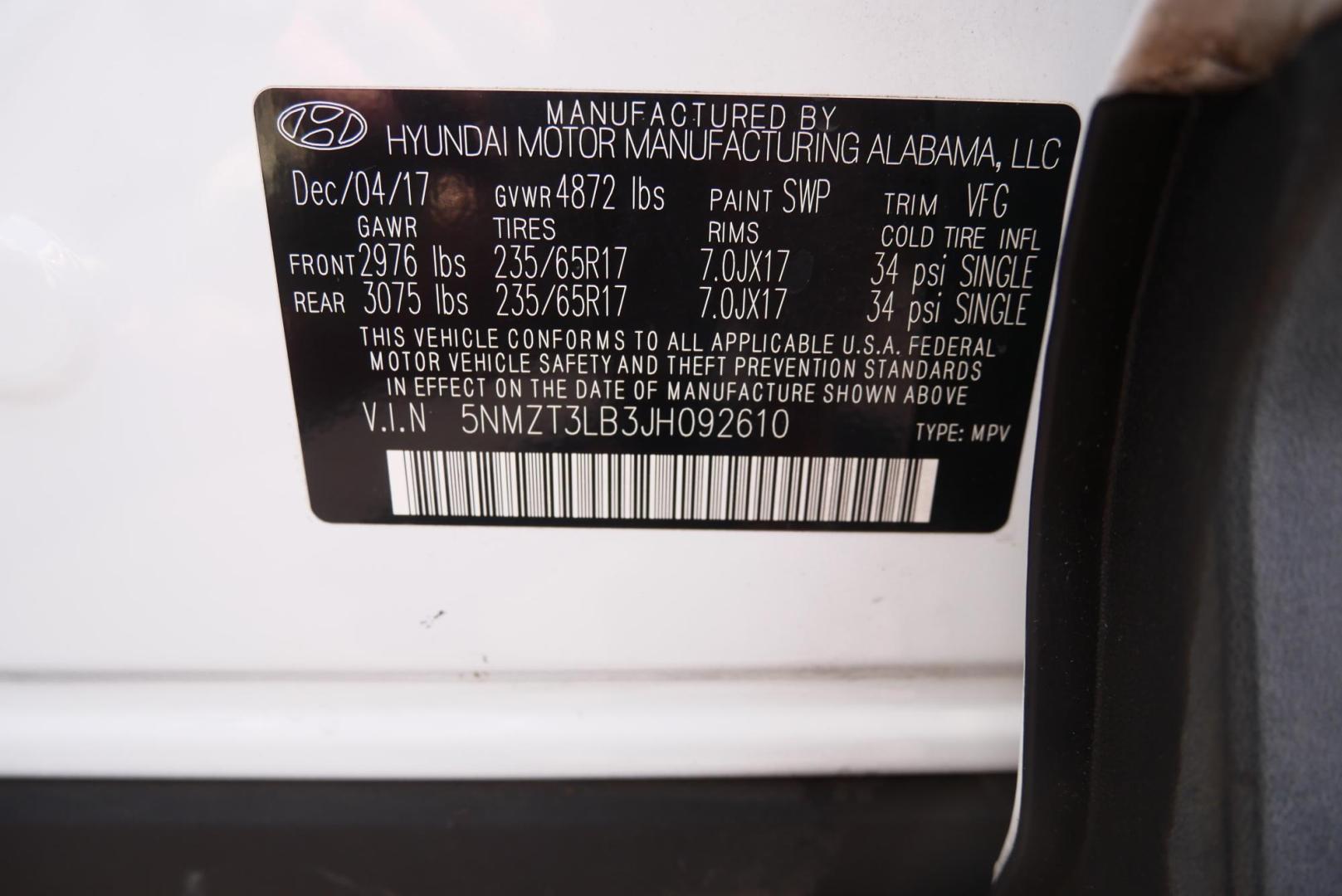 2018 WHITE Hyundai Santa Fe Sport 2.4 FWD (5NMZT3LB3JH) with an 2.4L L4 DOHC 16V engine, 6A transmission, located at 8640 E R L Thornton Fwy, Dallas, TX, 75228, (469) 297-4144, 32.794128, -96.693008 - Photo#21