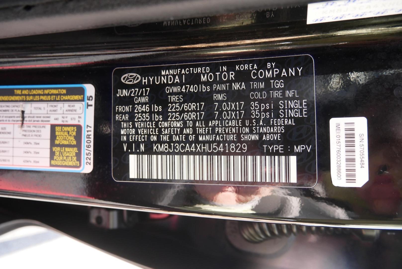 2017 BLACK Hyundai Tucson SE w/Preferred Package AWD (KM8J3CA4XHU) with an 2.0L L4 DOHC 16V engine, 6A transmission, located at 8640 E R L Thornton Fwy, Dallas, TX, 75228, (469) 297-4144, 32.794128, -96.693008 - Photo#22