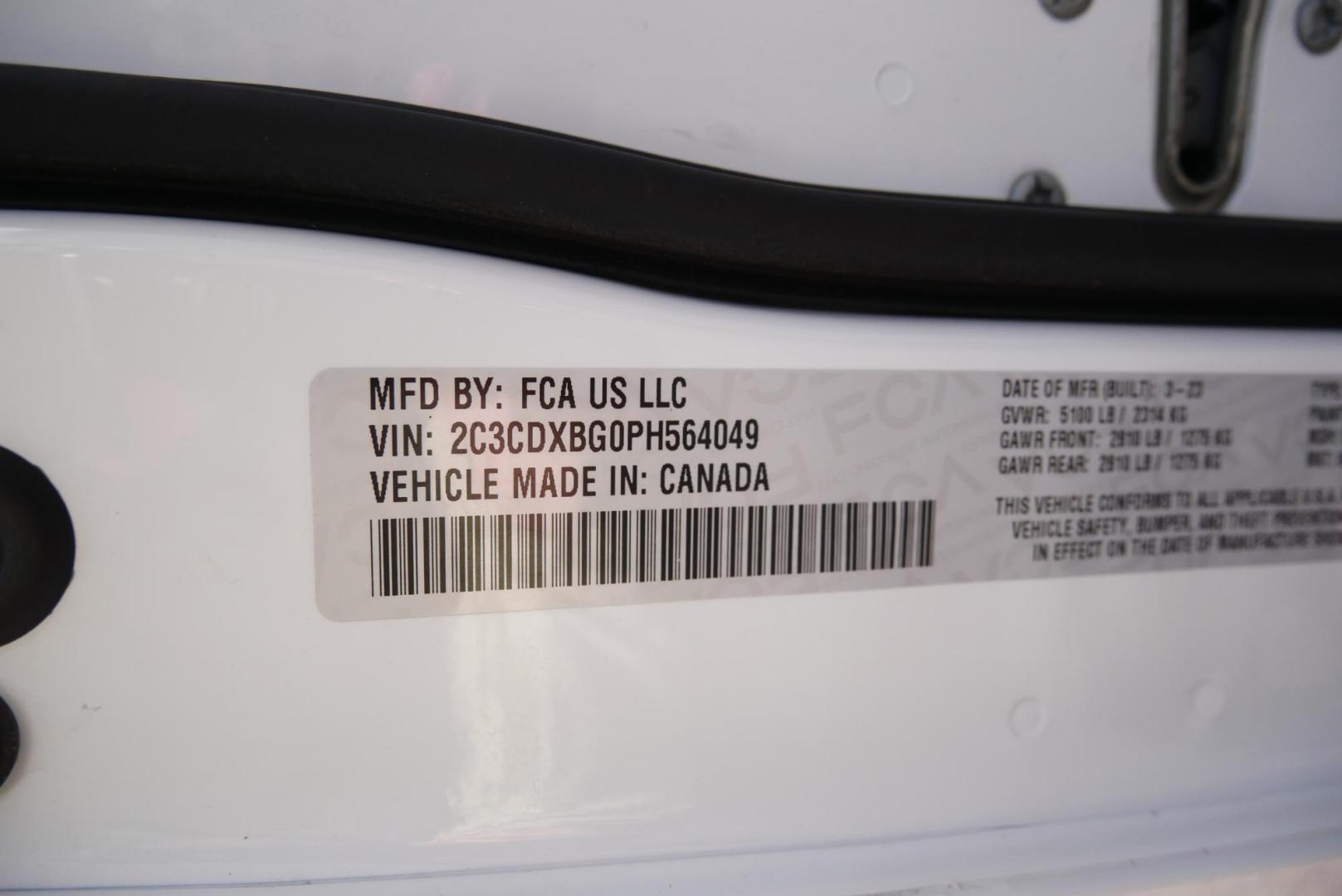 2023 WHITE Dodge Charger SXT (2C3CDXBG0PH) with an 3.6L V6 DOHC 24V engine, 8A transmission, located at 8640 E R L Thornton Fwy, Dallas, TX, 75228, (469) 297-4144, 32.794128, -96.693008 - Photo#22