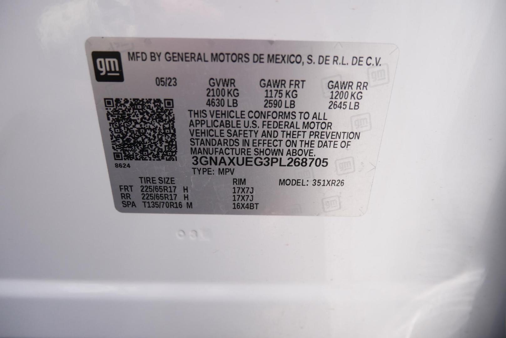 2023 WHITE Chevrolet Equinox LT AWD (3GNAXUEG3PL) with an 1.5L L4 DOHC 16V TURBO engine, 6A transmission, located at 8640 E R L Thornton Fwy, Dallas, TX, 75228, (469) 297-4144, 32.794128, -96.693008 - Photo#23